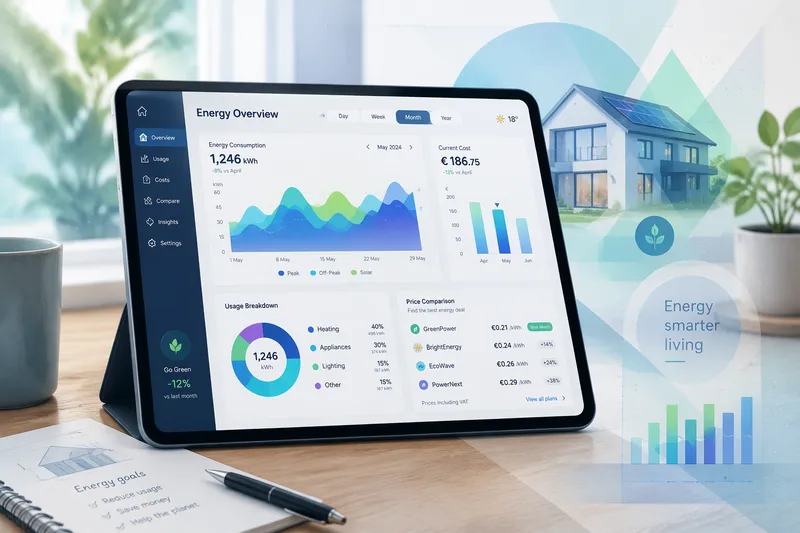 Digitaalinen tabletti näyttämässä sähkön hintavertailua Digitaalinen tabletti näyttämässä sähkön hintavertailua