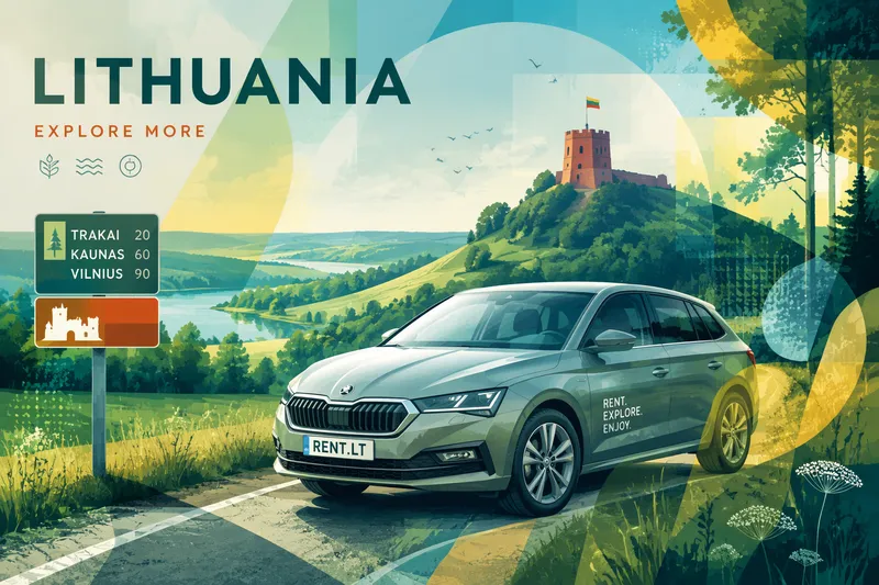Vuokra-auto Liettuan maaseudun maisemissa Vuokra-auto Liettuan maaseudun maisemissa