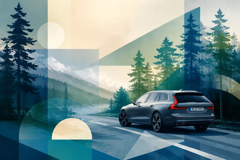 Nykyaikainen auto pysäköitynä metsätiellä Nykyaikainen auto pysäköitynä metsätiellä