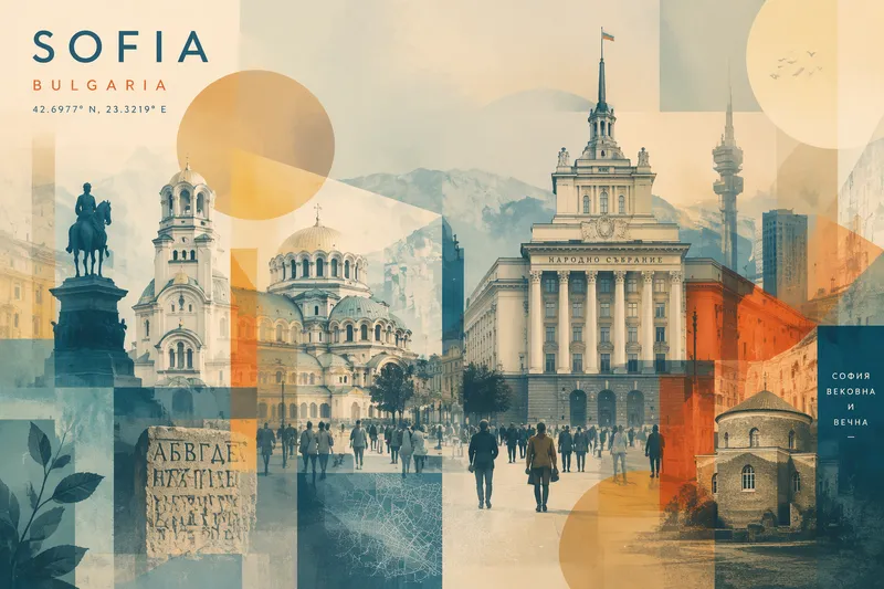 Näkymä Sofian keskustan historiallisesta arkkitehtuurista Näkymä Sofian keskustan historiallisesta arkkitehtuurista