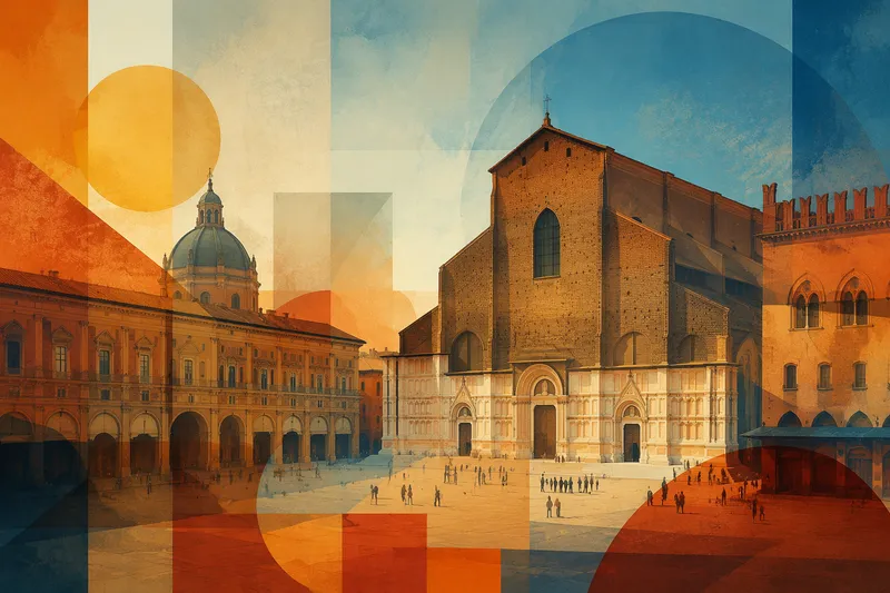 Bolognan Piazza Maggiore ja historiallinen arkkitehtuuri Bolognan Piazza Maggiore ja historiallinen arkkitehtuuri