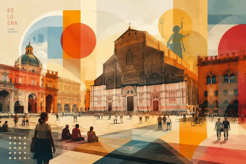 Piazza Maggiore aukio ja San Petronion basilika Piazza Maggiore aukio ja San Petronion basilika