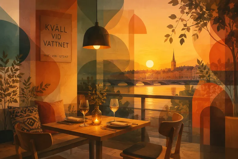 Ravintolan terassi Tonavan rannalla illan hämärtyessä Ravintolan terassi Tonavan rannalla illan hämärtyessä