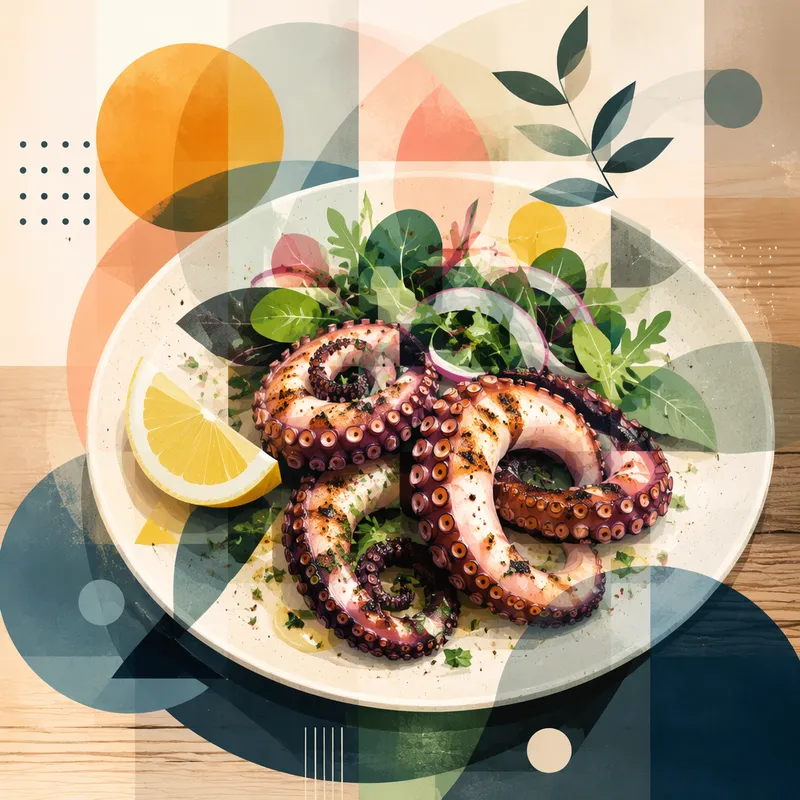 Grillattu mustekala-annos ravintolassa Grillattu mustekala-annos ravintolassa
