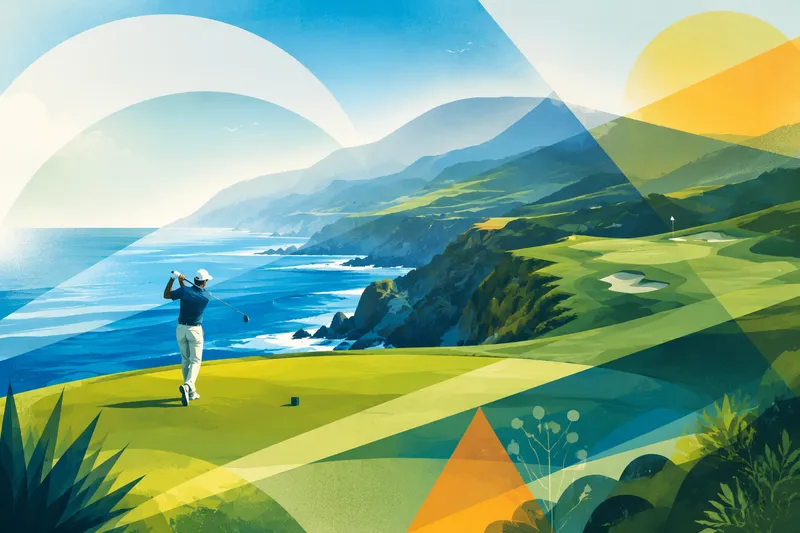 Golfkenttä vehreässä maisemassa Atlantin valtameren rannalla Golfkenttä vehreässä maisemassa Atlantin valtameren rannalla
