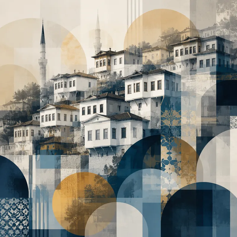 Gjirokastërin perinteiset kivitalot rinteessä Gjirokastërin perinteiset kivitalot rinteessä