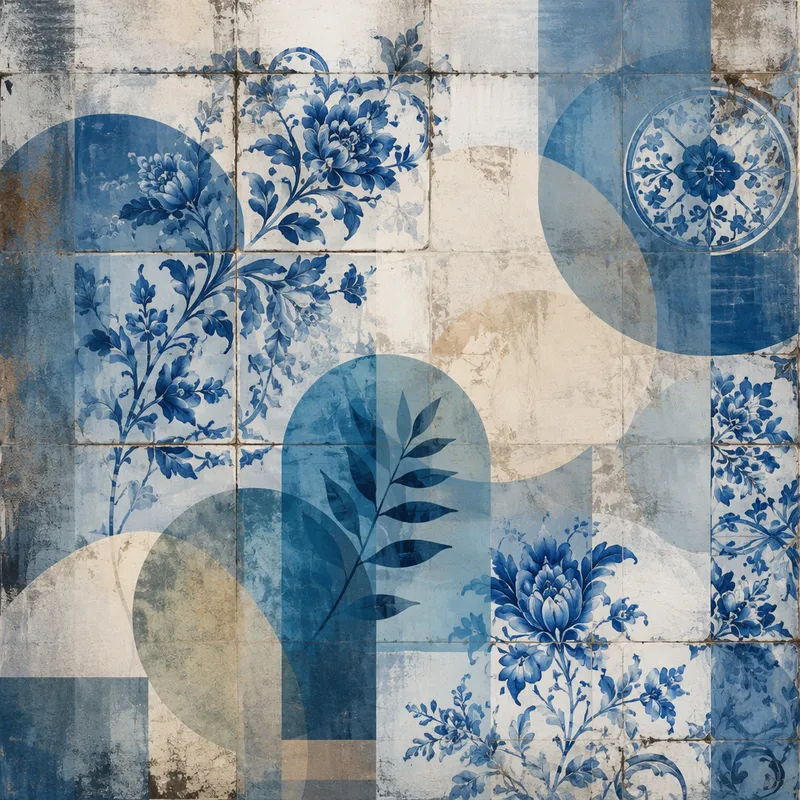Perinteisiä portugalilaisia azulejo-kaakeleita seinässä Perinteisiä portugalilaisia azulejo-kaakeleita seinässä