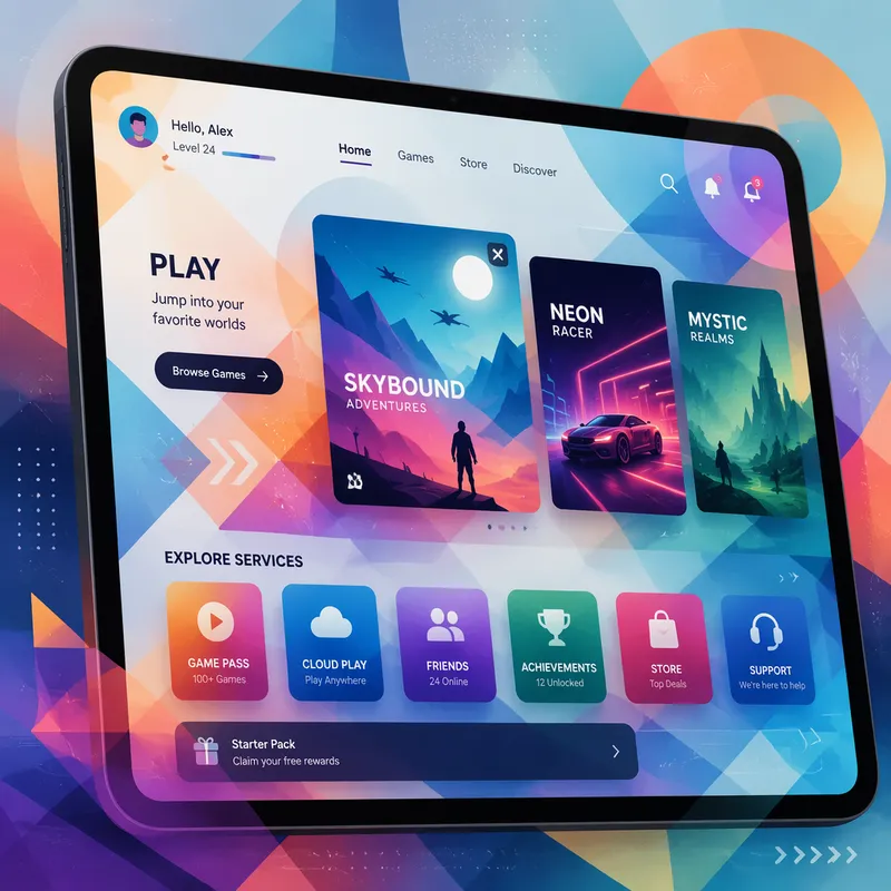 Digitaalinen tabletti ja pelikuvakkeita Digitaalinen tabletti ja pelikuvakkeita