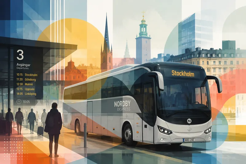 Moderni kaukoliikenteen bussi linja-autoasemalla Moderni kaukoliikenteen bussi linja-autoasemalla