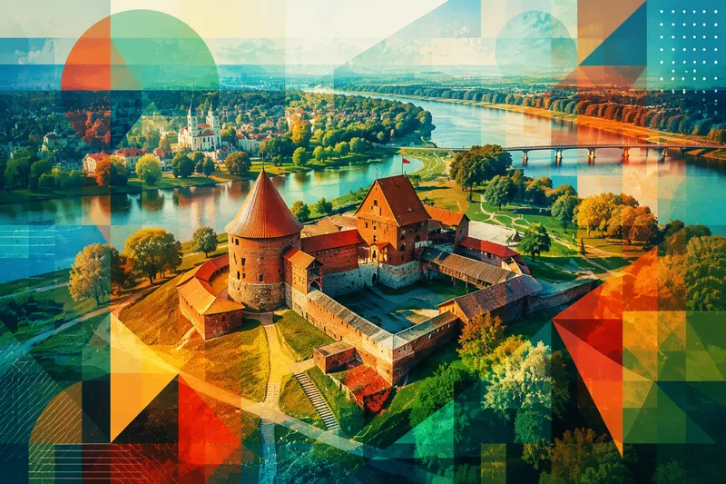 Kaunasin historiallinen tiililinna joen rannalla Kaunasin historiallinen tiililinna joen rannalla
