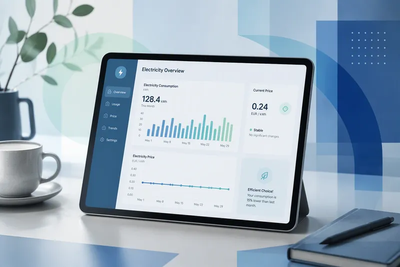 Digitaalinen tabletti näyttämässä sähkön hintagraafia Digitaalinen tabletti näyttämässä sähkön hintagraafia
