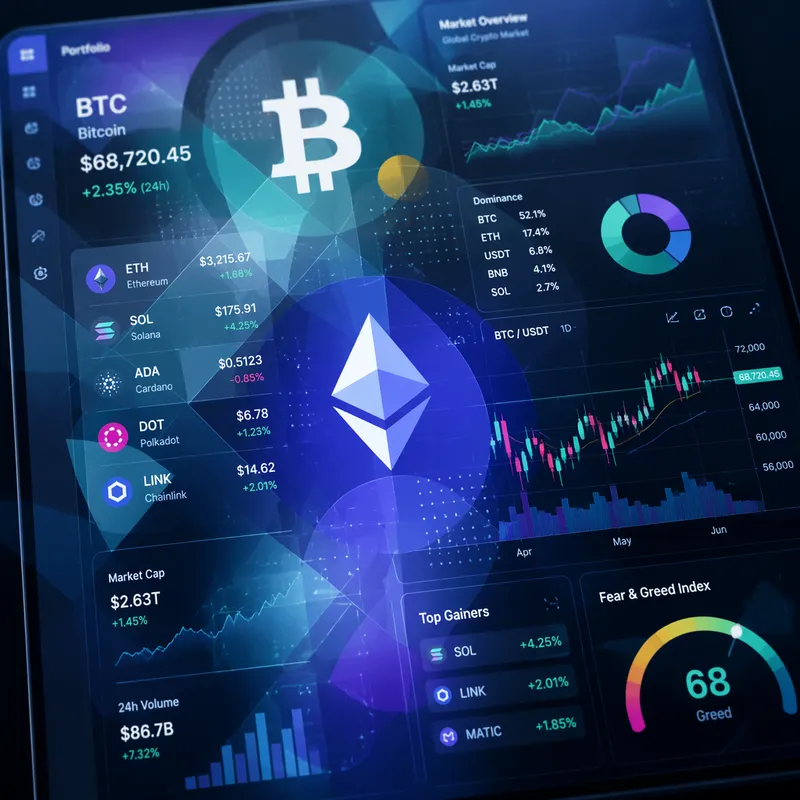 Digitaalinen laite näyttämässä kryptovaluuttatietoja ja kaavioita Digitaalinen laite näyttämässä kryptovaluuttatietoja ja kaavioita