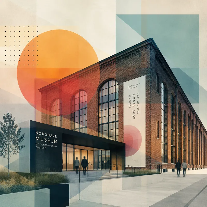 Museon historiallinen tiilirakennus ja moderni sisäänkäynti Museon historiallinen tiilirakennus ja moderni sisäänkäynti