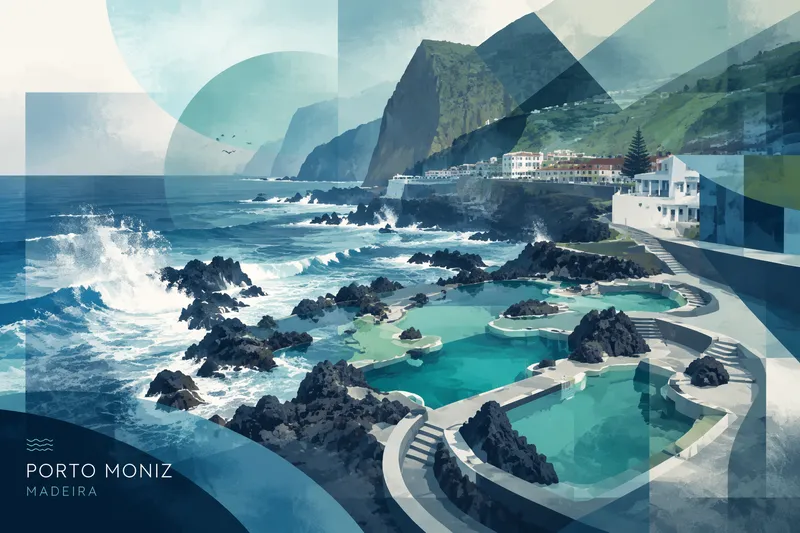 Luonnon muovaamat merivesialtaat Porto Monizin rannikolla Luonnon muovaamat merivesialtaat Porto Monizin rannikolla