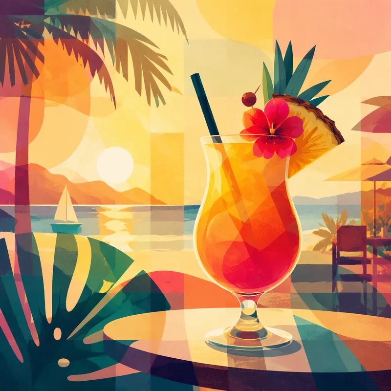 Virkistävä trooppinen cocktail rannalla Virkistävä trooppinen cocktail rannalla