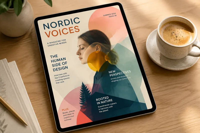 Tabletti ja digitaalinen lehti pöydällä Tabletti ja digitaalinen lehti pöydällä