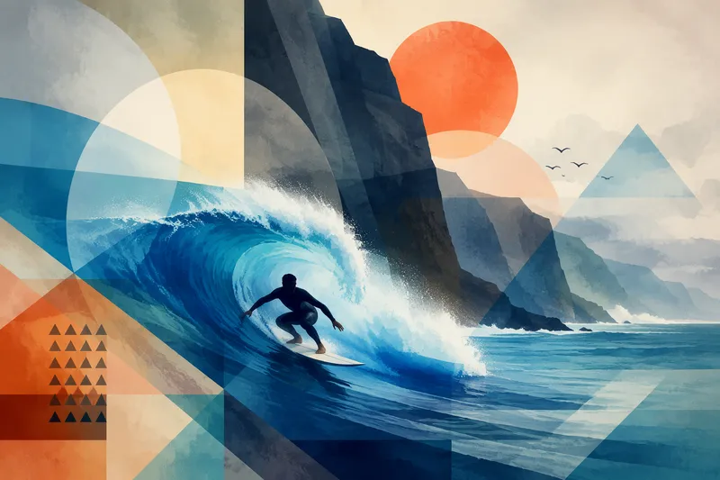 Surffaaja ottamassa aaltoa Madeiran rannikolla Surffaaja ottamassa aaltoa Madeiran rannikolla
