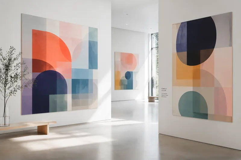 Moderni taidegalleria valoisassa ja avarassa tilassa Moderni taidegalleria valoisassa ja avarassa tilassa