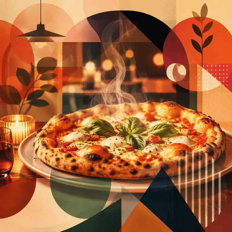 Herkullinen italialainen pizza ravintolapöydässä Herkullinen italialainen pizza ravintolapöydässä