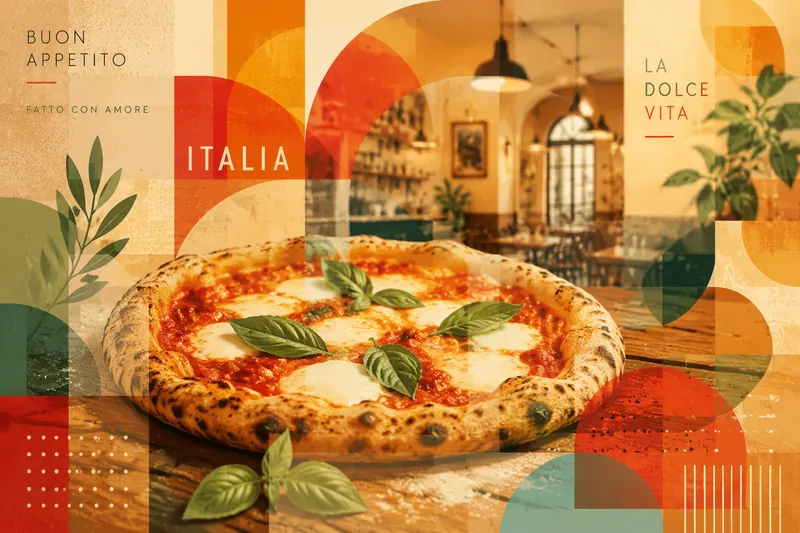 Kiviuunipizza italialaisessa ravintolaympäristössä Kiviuunipizza italialaisessa ravintolaympäristössä