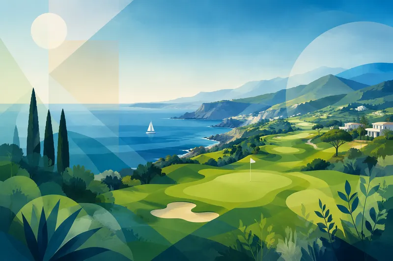 Golfkenttä vehreissä maisemissa meren rannalla Golfkenttä vehreissä maisemissa meren rannalla