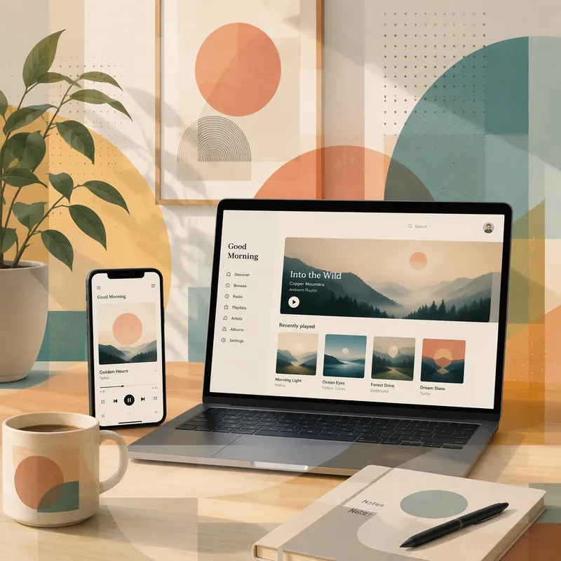 Työpöytä älypuhelimella ja kannettavalla tietokoneella Työpöytä älypuhelimella ja kannettavalla tietokoneella