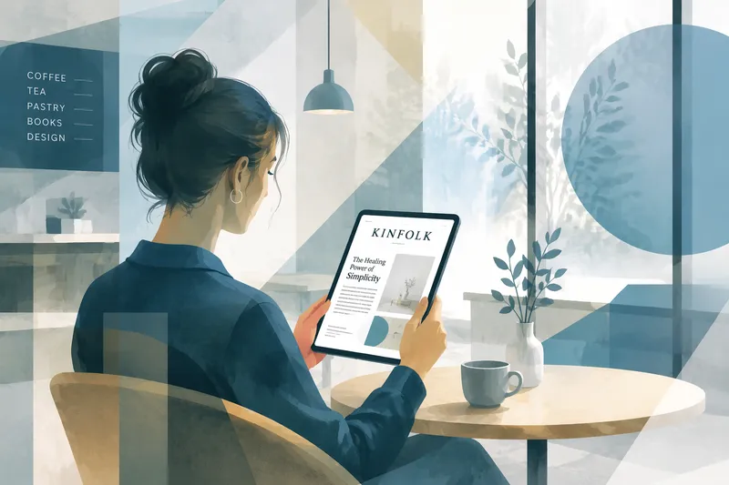 Henkilö lukemassa digitaalista aikakauslehteä tabletilla Henkilö lukemassa digitaalista aikakauslehteä tabletilla